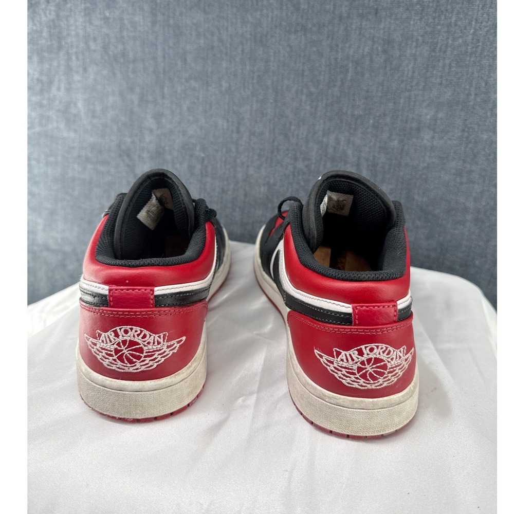 Nike Air Jordan 1 Low Bred Toe Men's Size 10 Black Red White Leather Sneakers - Picture 3 of 10